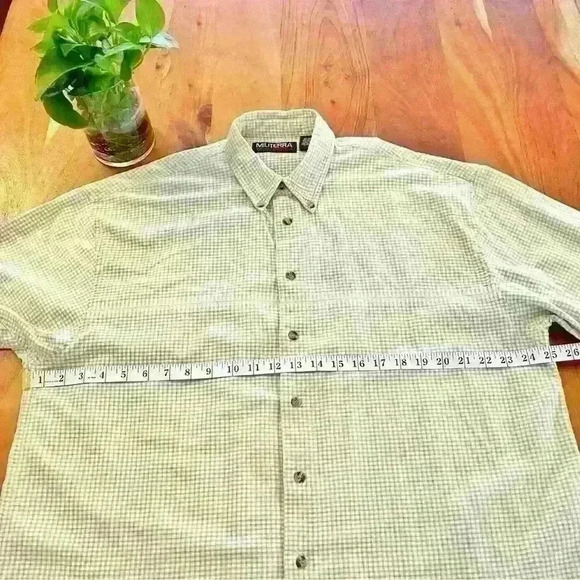 Vintage Oversized Plaid  Gingham Pastel Green Short Sleeves Button Down Shirt. - Picture 7 of 11